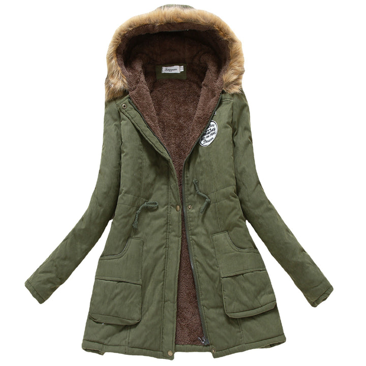Damen nan gefütterter Winterparka mit weichem Fleece-Innenfutter, Kapuzenblende aus Kunstfell und verstellbarem Tunnelzug Drune