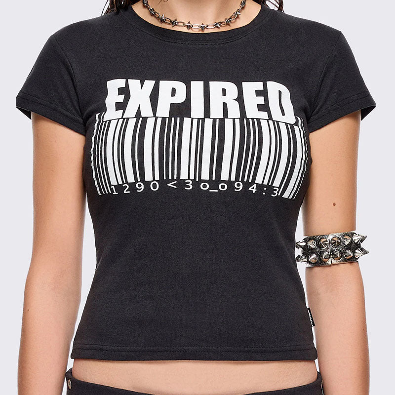 Damen Grafik-T-Shirt mit trendigem Barcode-Print Drune