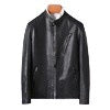Herren Slim-Fit Kunstleder‑Motojacke im Aviator‑Minimalstil mit Stehkragen und Reißverschlusstaschen Drune