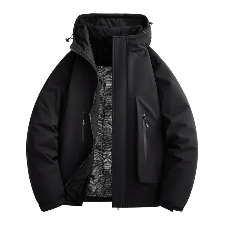 Herren wasserabweisende gefütterte Winterjacke mit Kapuze und weichem Fleece-Innenfutter Drune