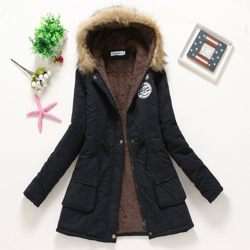 Damen taillierter Winterparka mit Teddyfutter Kunstfellkapuze und Tunnelzug Drune