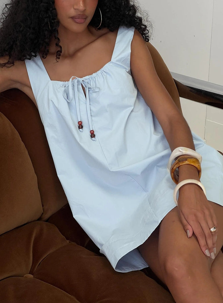 Damen lässiges Sommerkleid mit verstellbarem Schnürdesign und luftiger Silhouette Drune