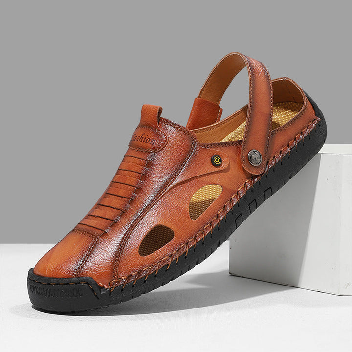 Herren Atmungsaktive Lederfreizeitschuhe mit offenem Fersendesign Drune