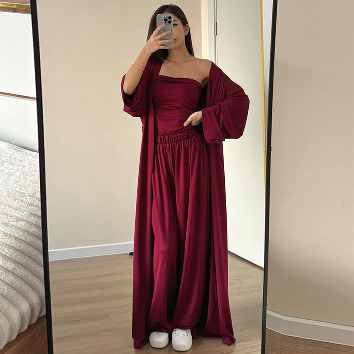 Damen luftiges Loungewear-Ensemble mit langem Kimono Drune