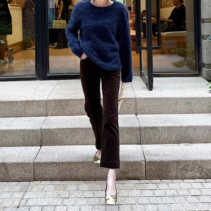 Damen Weicher Mohair-Pullover mit weitem Schnitt Drune