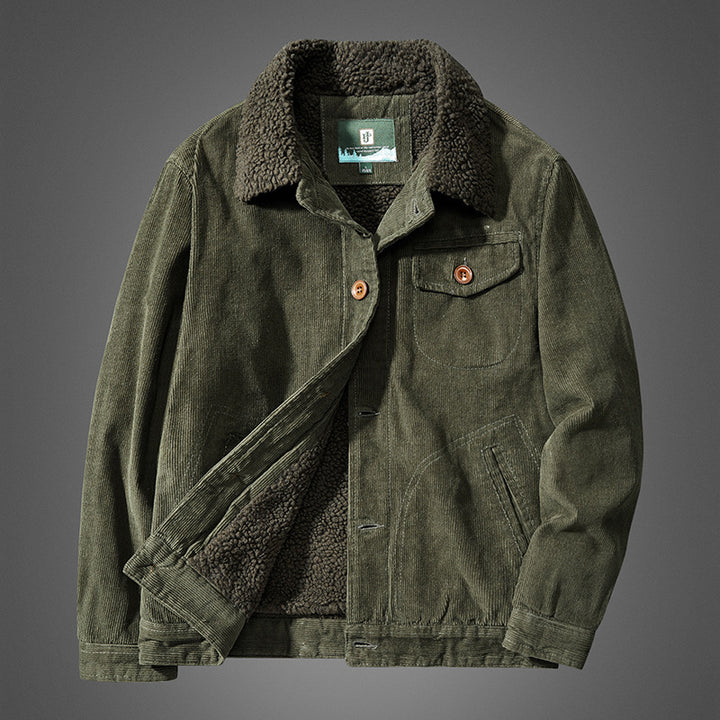 Herren Bequeme Cordjacke mit Teddyfutter Drune