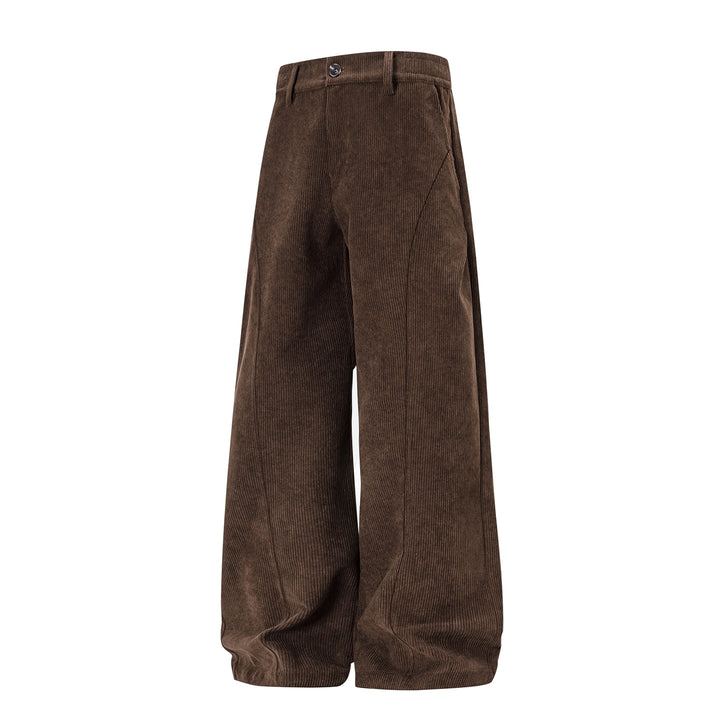 Damen Weite High-Waist Cordhose mit weitem Bein und dekorativer Teilungsnaht Drune