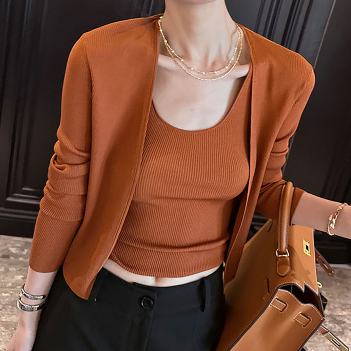 Damen leichter, lässiger Cardigan mit feiner Rippstruktur Drune