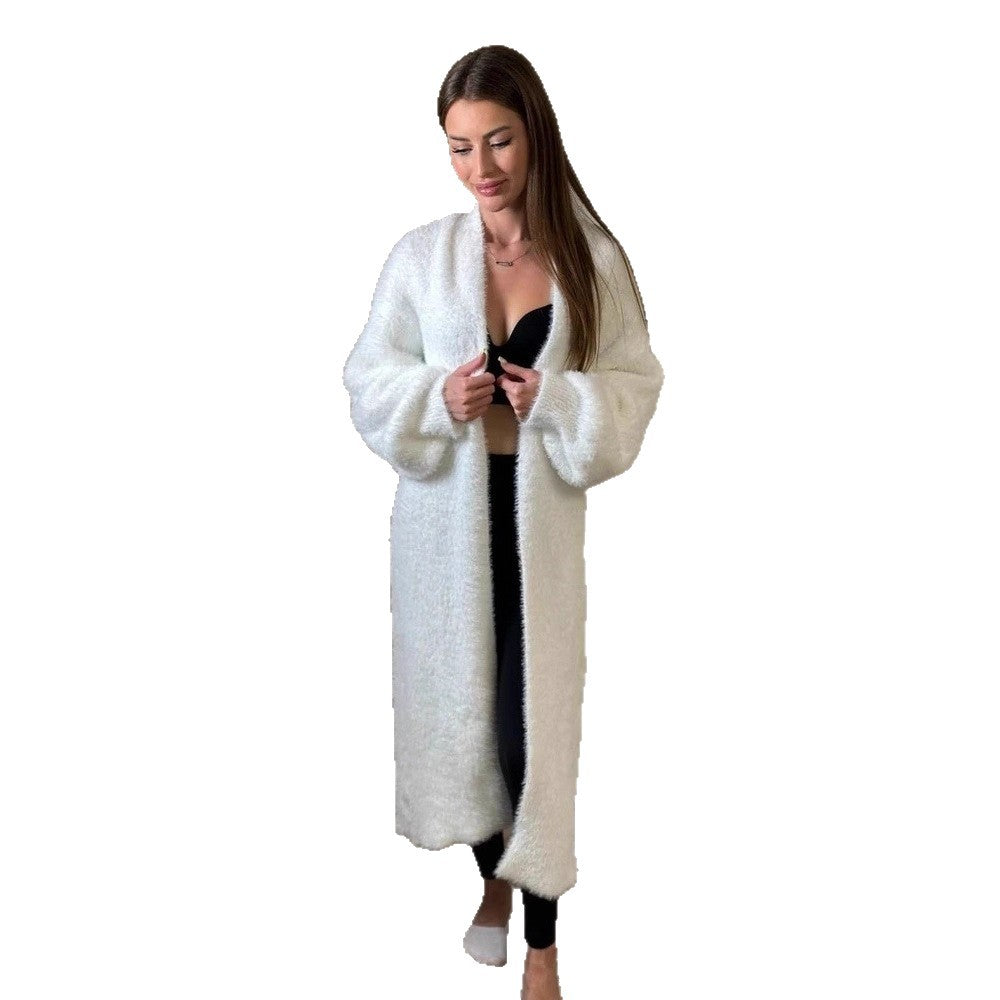 Damen Flauschiger Strickmantel Drune