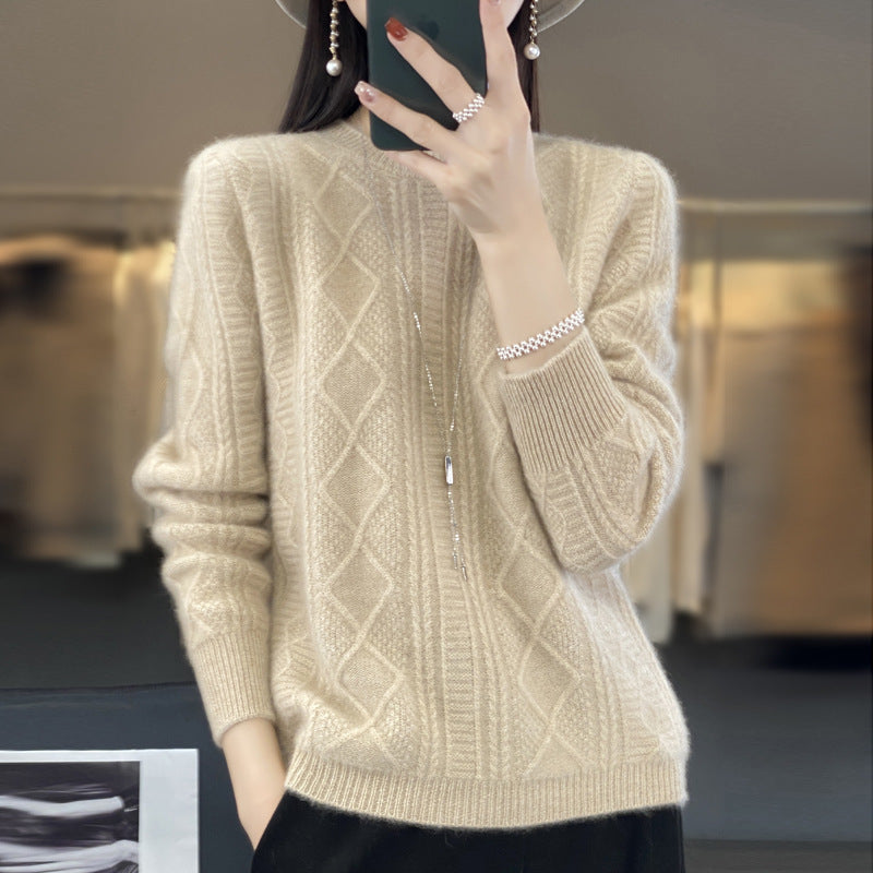 Damen Zopfmuster-Feinstrickpullover mit Ajour-Bahnen und weichem Mohair-Finish Drune
