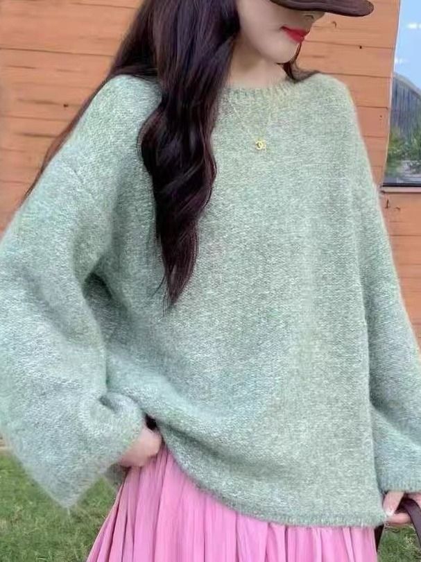 Damen Flauschiger Strickpullover mit weitem Schnitt Drune