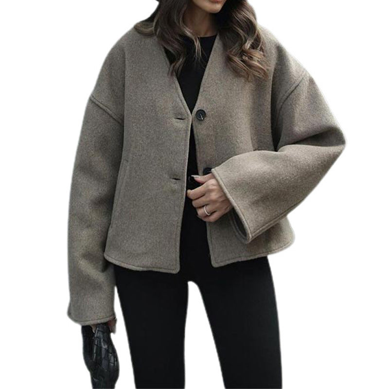 Damen Designer-Wolljacke im Oversized-Stil mit praktischen Taschen Drune