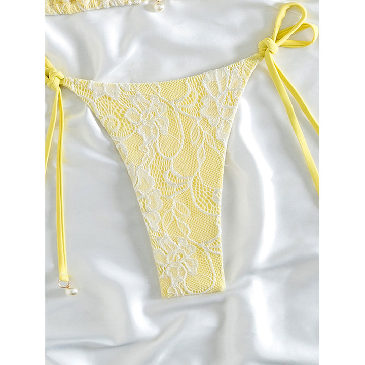 Damen Triangel-Bikini mit floralen Spitzenakzenten Drune