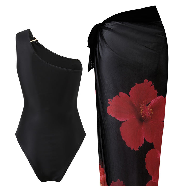 Damen Eleganter Einteiler mit asymmetrischem Schnitt und floralem Design Drune