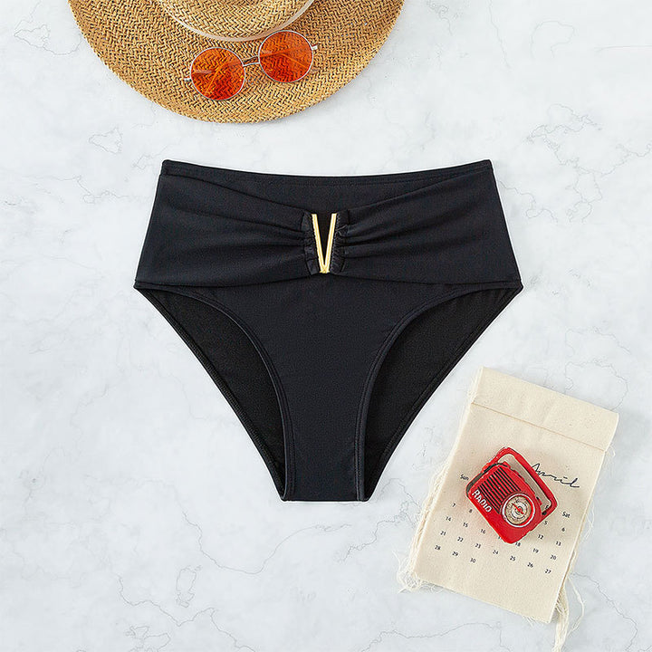 Damen Hochtaillierte Bikinihose mit elegantem Gold-Element Drune