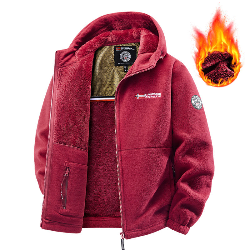 Herren Fleecejacke mit Kapuze Drune