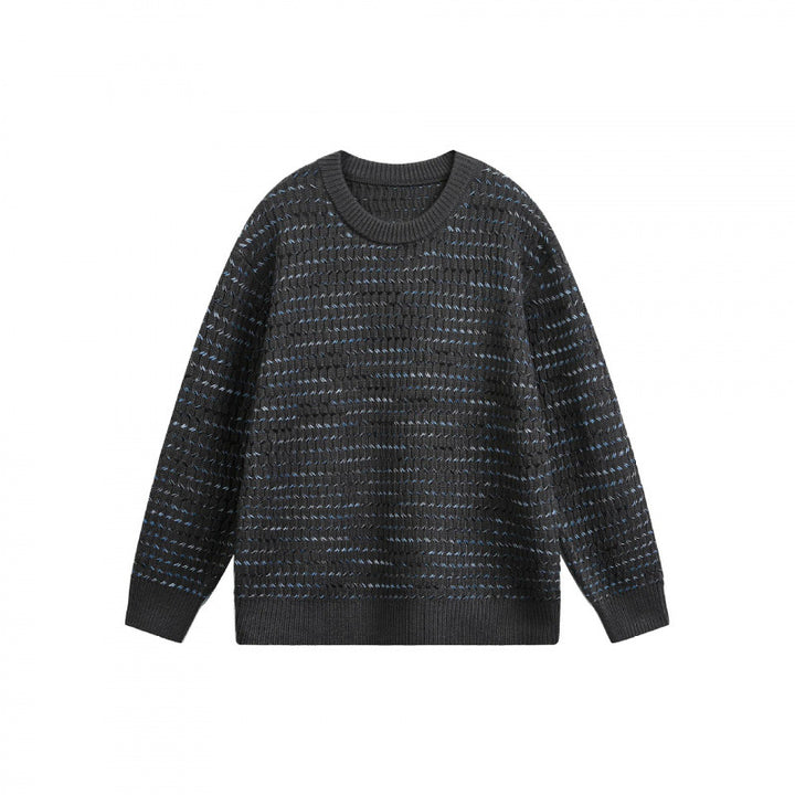 Unisex Feinstrickpullover mit strukturierter Streifenoptik und Rundhalsausschnitt Drune
