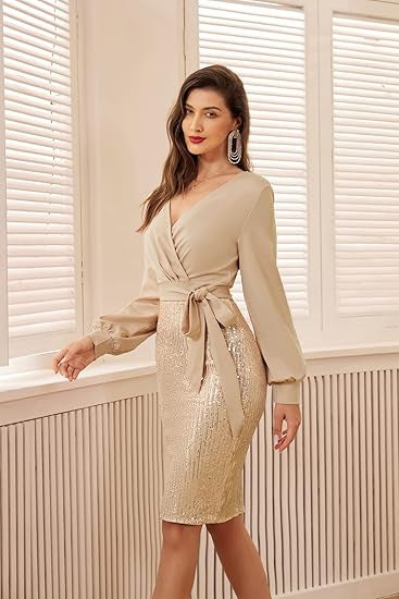 Damen Wickelkleid mit glitzernden Details Drune