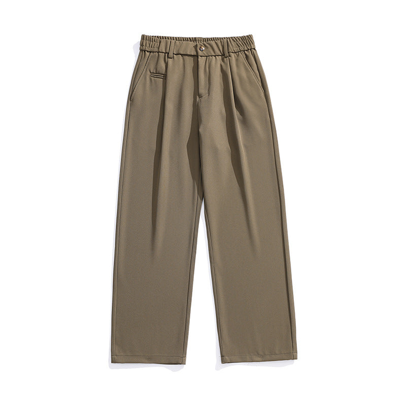 Damen Locker sitzende Bundfalten-Hose mit elastischem Komfortbund und geradem Saum Drune