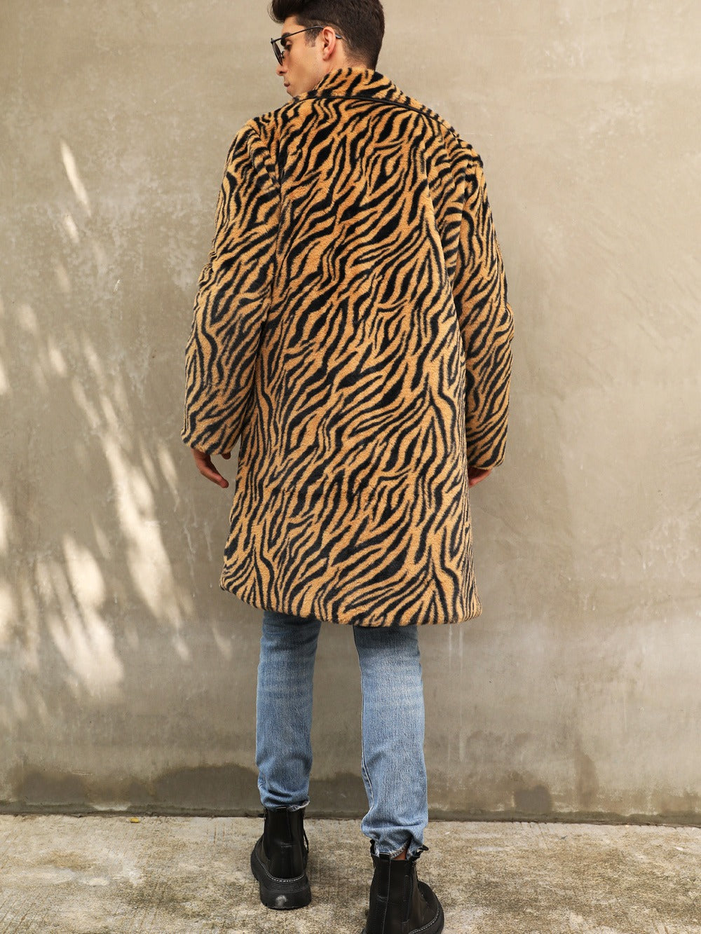 Herren Modischer und bequemer Zebra-Fellmantel Drune