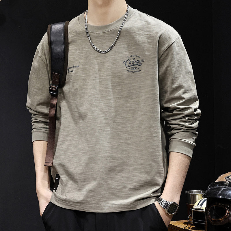 Herren Langarmshirt aus Baumwollmix mit subtiler Waschstruktur und Rundhalsausschnitt Drune