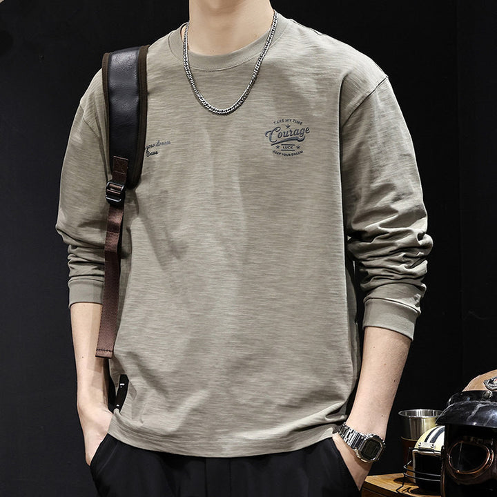 Herren Langarmshirt aus Baumwollmix mit subtiler Waschstruktur und Rundhalsausschnitt Drune