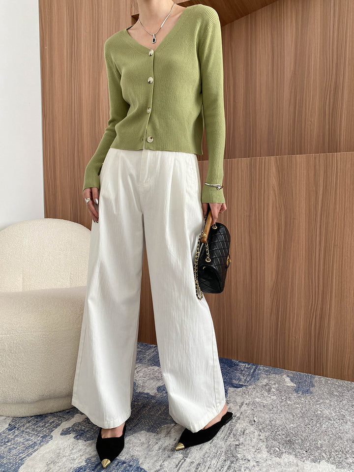 Damen lässiger Cardigan im Rippenstrick-Stil mit zarten Knöpfen Drune
