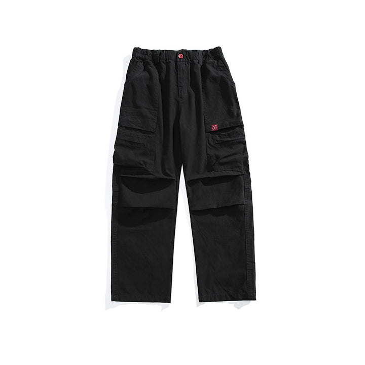 Herren Lockere Cargohose mit elastischem Bund, Multifunktionstaschen und geradem Bein Drune