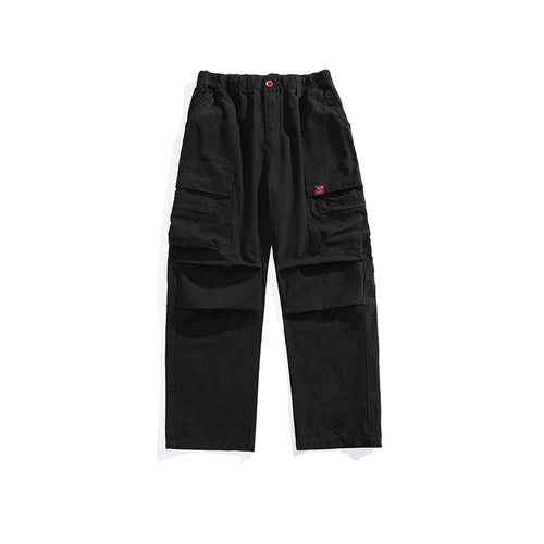 Herren Lockere Cargohose mit elastischem Bund, Multifunktionstaschen und geradem Bein Drune