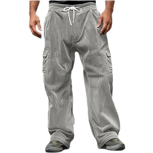 Herren Cord-Optik Cargo-Jogger mit Tunnelzug, elastischem Bund und aufgesetzten Klapptaschen Drune