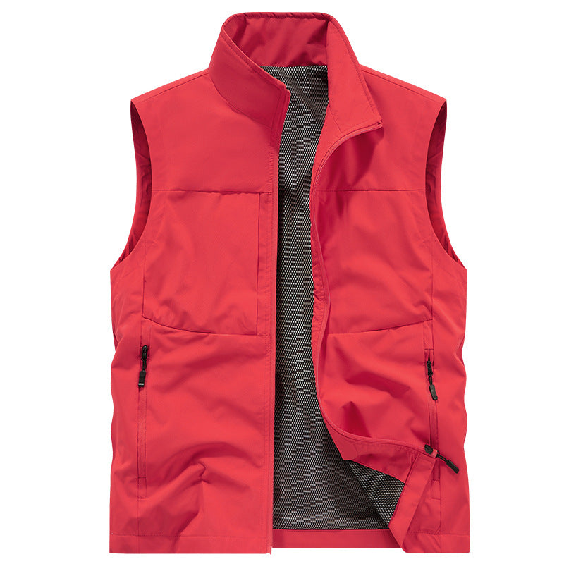 Herren Leichte Softshell-Outdoorweste mit Mesh‑Futter, Reißverschlusstaschen und Stehkragen Drune
