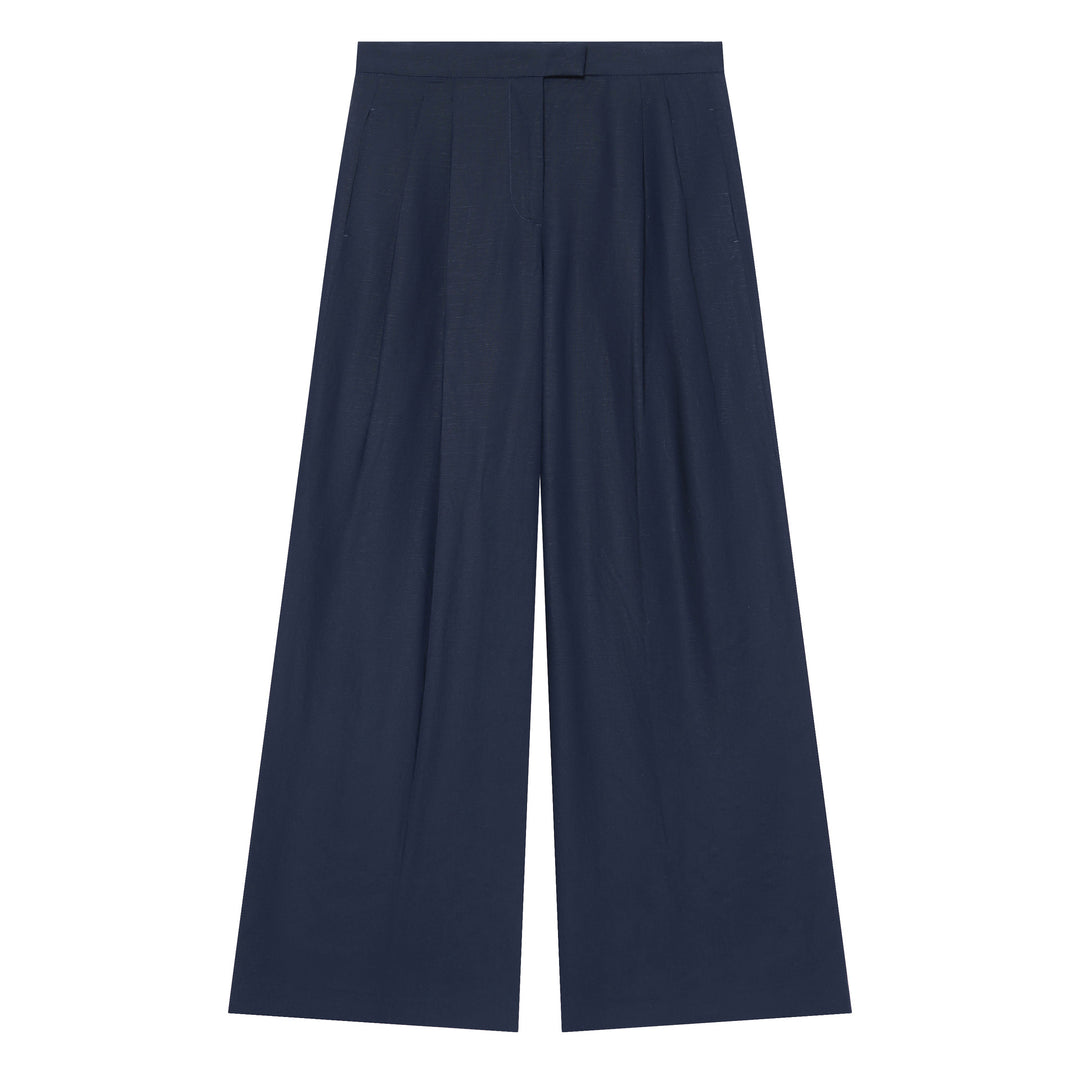 Damen weite High‑Waist Culottehose mit Bundfalten und verdecktem Verschluss Drune