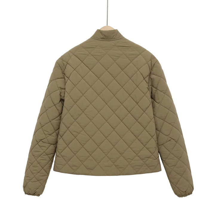 Damen Steppjacke mit Karomuster, kurzem Boxy‑Schnitt und Pattentaschen Drune