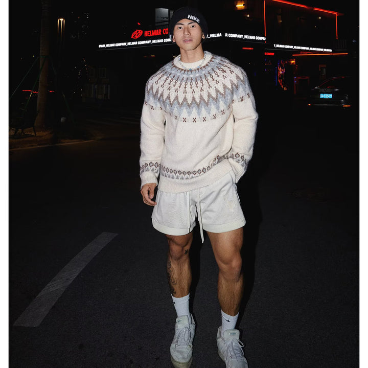 Herren Lässiger Strickpullover mit traditionellem Muster Drune