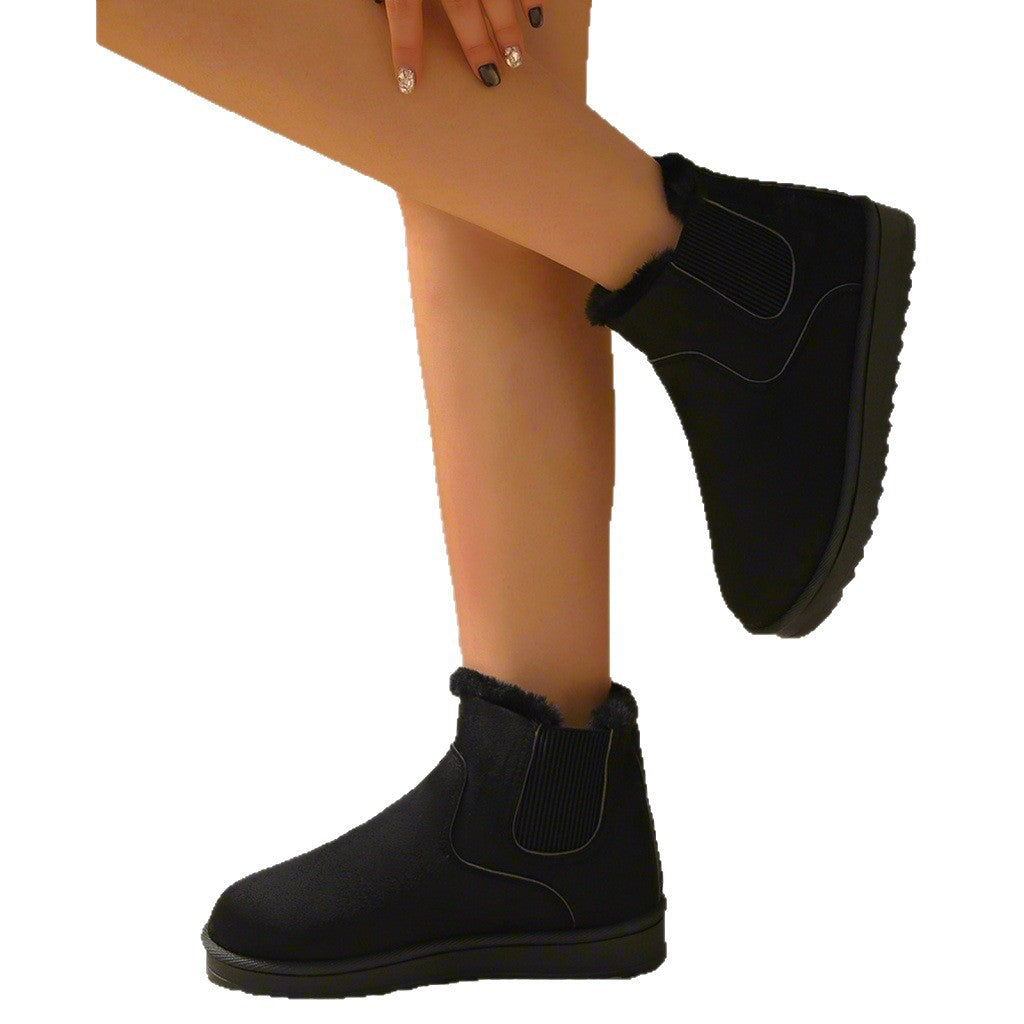 Damen Gefütterte Chelsea-Winterbooties mit elastischem Einsatz und Teddyfellfutter Drune