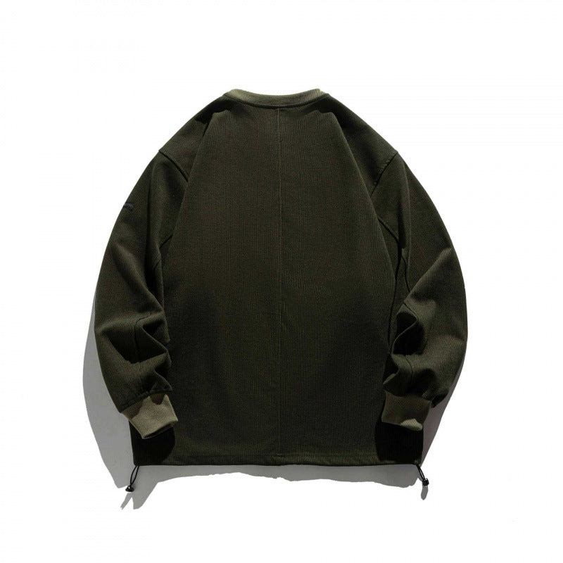 Unisex Strukturiertes Oversize-Sweatshirt mit Kordelzugbund und Raglanärmeln Drune