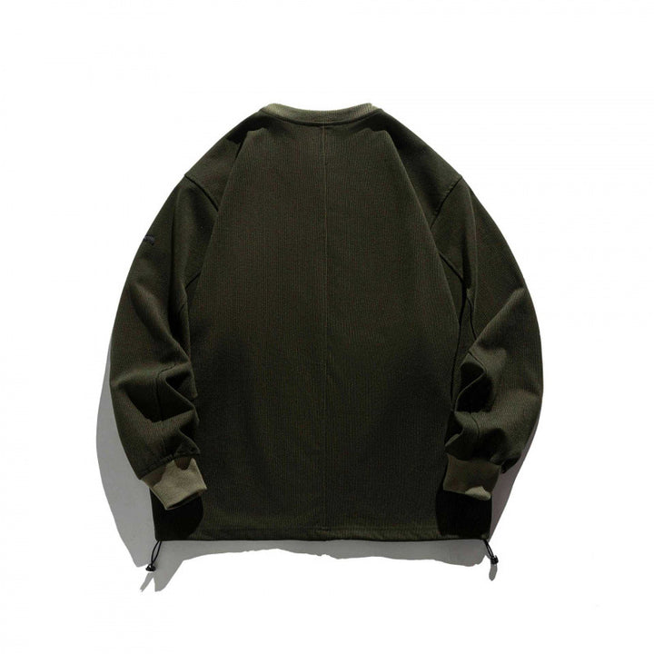 Unisex Strukturiertes Oversize-Sweatshirt mit Kordelzugbund und Raglanärmeln Drune