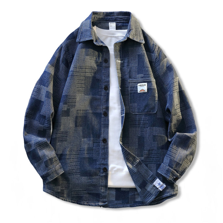 Herren Strukturierte Overshirt‑Hemdjacke aus Cord mit aufgesetzter Brusttasche Drune