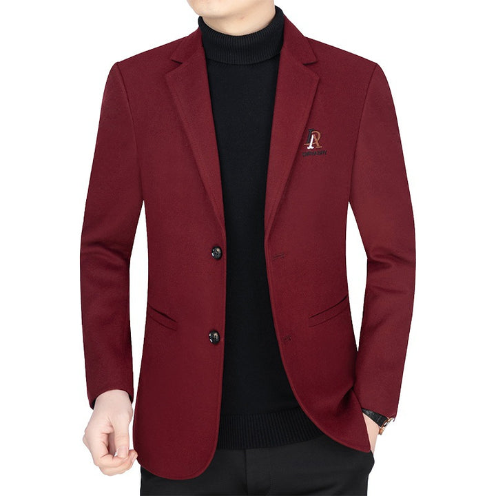 Herren Slim-Fit Wollmix-Sakko mit Revers und Brustlogo Drune