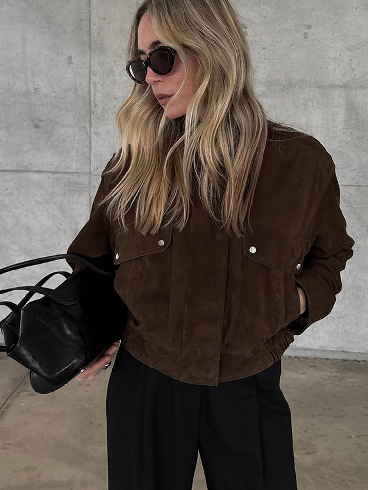 Damen Kunstlederjacke mit strukturiertem Schnitt und praktischen Taschen Drune