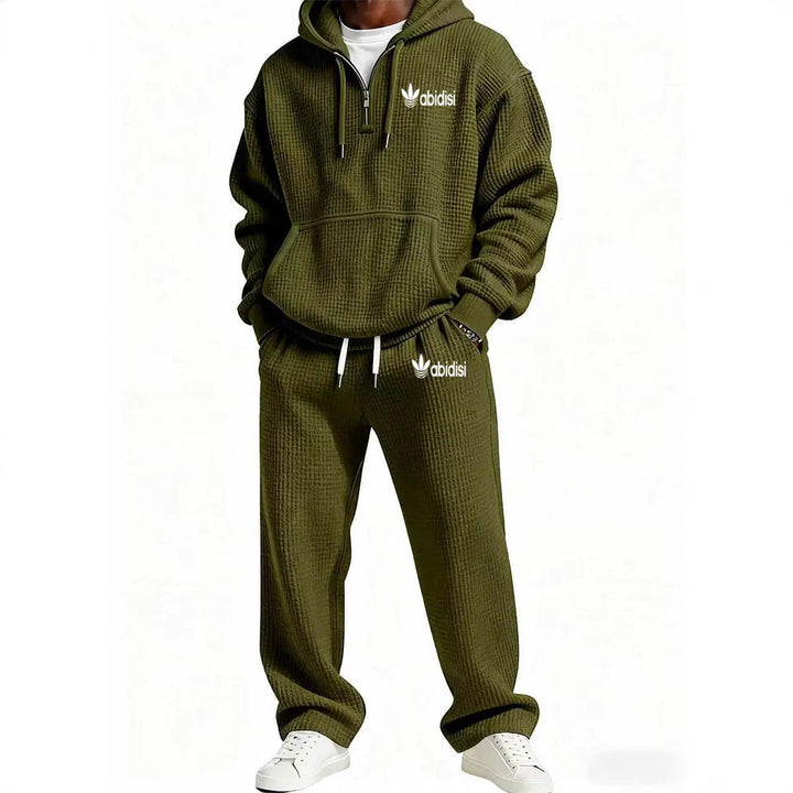 Herren Trendiger Kapuzenpullover mit praktischem Reißverschluss und bequemer Jogginghose Drune