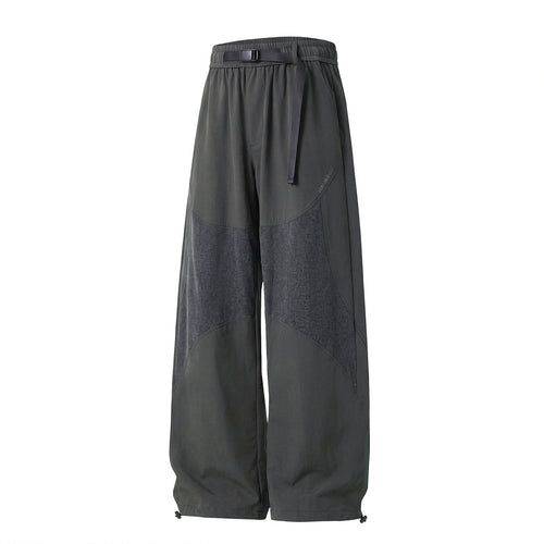 Damen Weite High‑Waist Utility‑Hose mit Einsätzen, verstellbarem Gummibund und Tunnelzugsaum Drune
