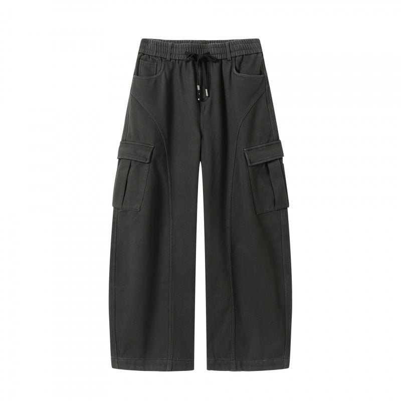 Damen Weite Cargo-Hose mit Tunnelzugbund, aufgesetzten Pattentaschen und weitem Bein Drune