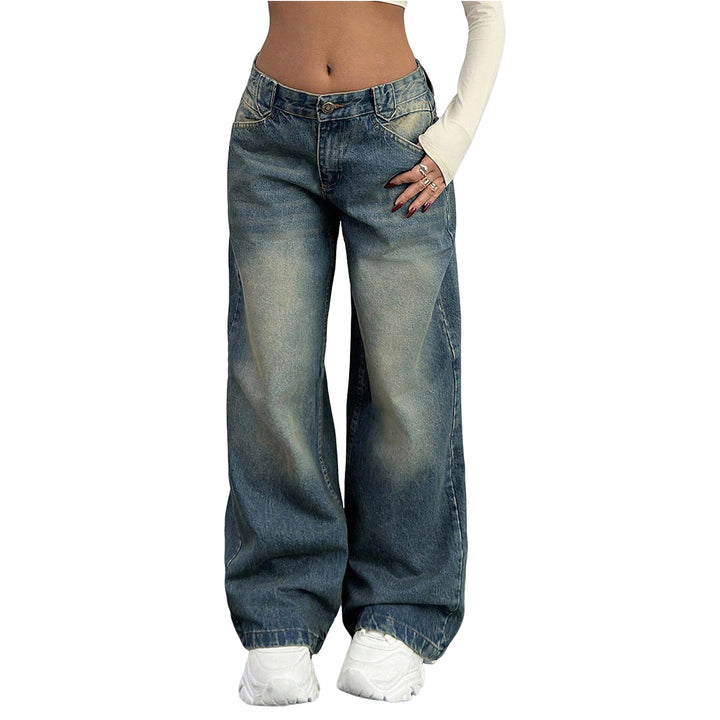 Damen Baggy-Jeans mit weitem Bein und Vintage-Waschung Drune