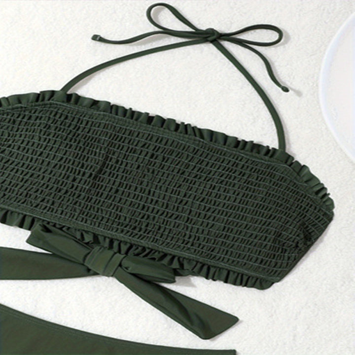 Damen Bandeau-Bikini mit Rüschendesign und elegantem Bindegürtel Drune