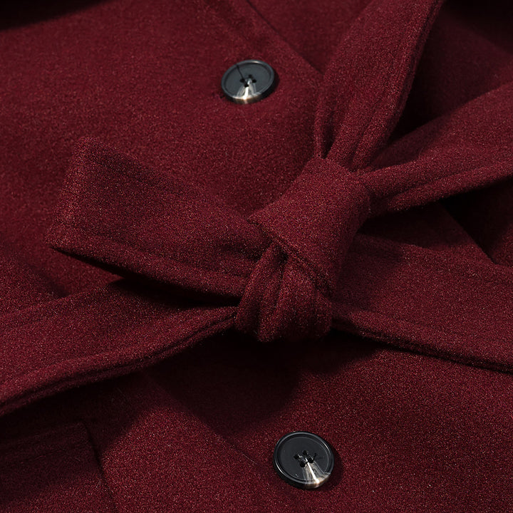 Damen Maxilanger Wollmix-Trenchcoat mit Schulterpasse, Bindegürtel und Krempelärmeln Drune