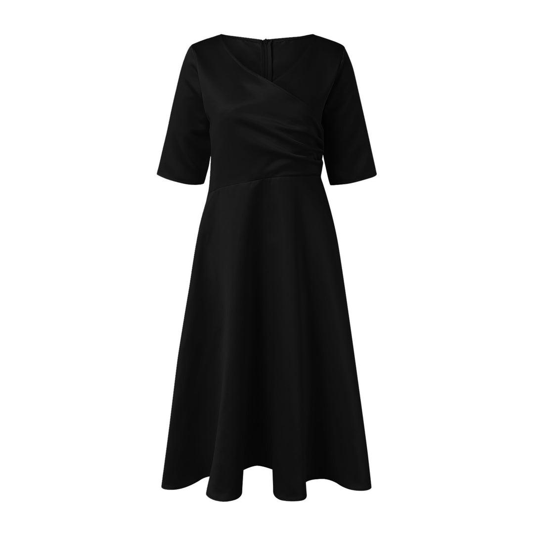 Damen Wickelkleid mit elegantem V-Ausschnitt und schwingendem Saum Drune