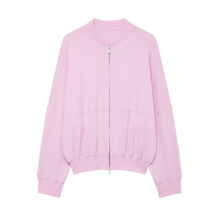 Damen Cropped-Boxy-Bomberjacke mit Zwei-Wege-Reißverschluss und elastischem Bund Drune