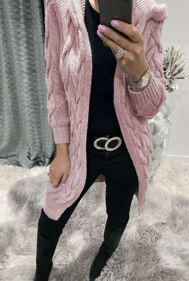 Damen Strickmantel mit praktischem Kapuzendesign Drune