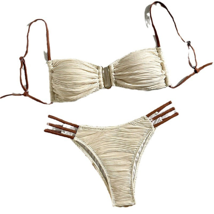 Damen Bandeau-Bikini mit raffiniertem Rüschendesign und verstellbaren Trägern Drune